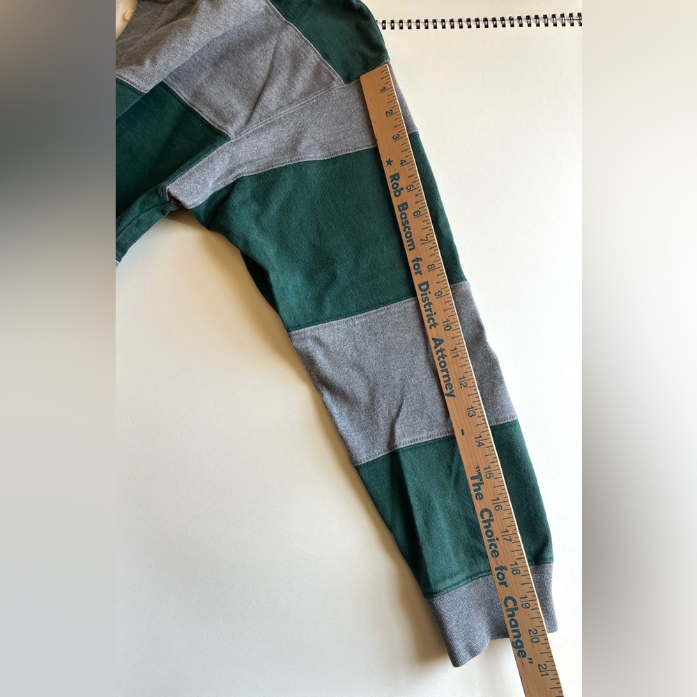 Vintage GAP Men’s Green Gray Striped Rugby Shirt Cream Collar Medium 100% Cotton - Picture 12 of 12